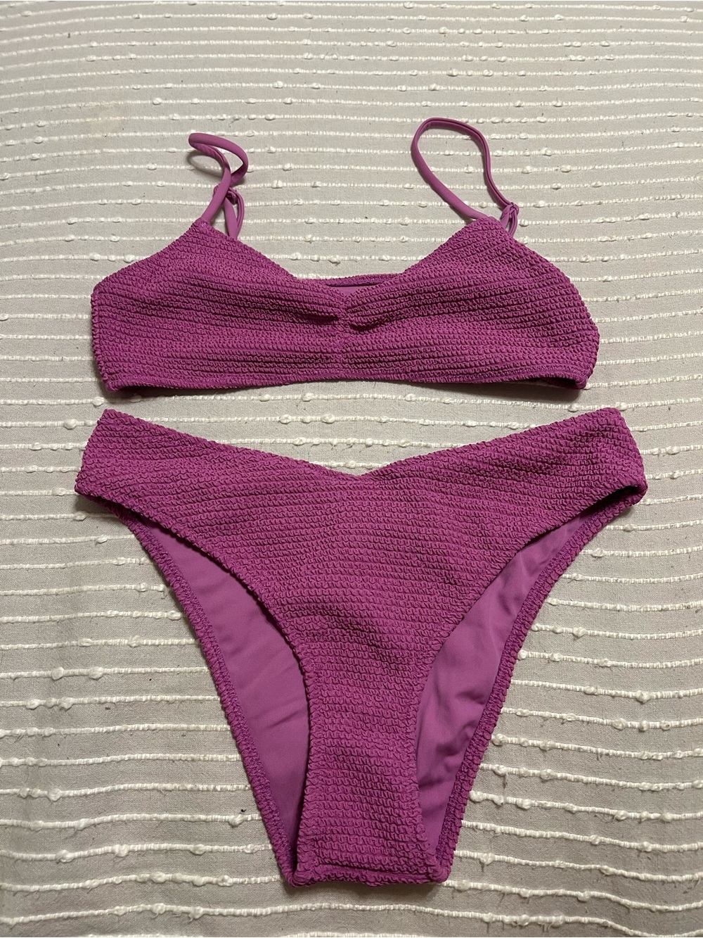 Textured Purple Women's Bikini Set - Two-Piece Swimsuit